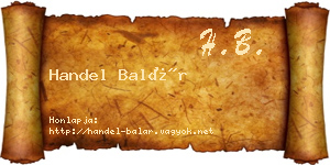 Handel Balár névjegykártya